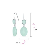 Bling Jewelry Elegant Teardrop Accent Briolette Soft Mint Light Green Natural Amazonite Faceted Oval Drop Earrings For Women Fish Hook