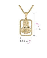 Bling Jewelry Religious Metal Portrait Medallion Face of Jesus Christ Head Necklace Pendant Yellow Gold Plated