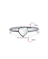 Bling Jewelry Tiny Minimalist Blank Plain Flat Heart Shape Signet Ring For Women Sterling Silver