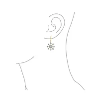Bling Jewelry Festive Christmas Jewelry Set Cz Snowflake Earrings and Necklace Gold Plated