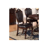 Simplie Fun Royal Majestic Formal Set Of 2 Side Chairs Brown Rubberwood Dining Room Furniture