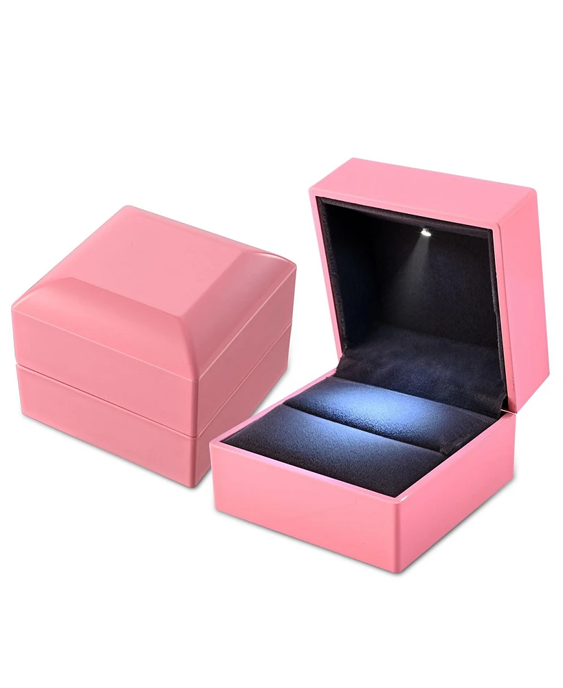 Yescom Led Ring Box Jewelry Wedding Engagement Proposal Lighted Pin Storage Case 2 Pack