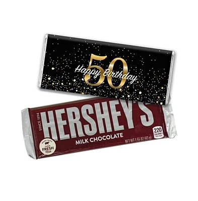 Just Candy 50th Birthday Candy Party Favors Wrapped Hershey's Chocolate Bars by (12, 24 or 36 Pack