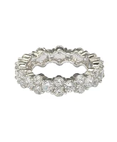 Suzy Levian New York Sterling Silver Cubic Zirconia Round Cut Cluster Eternity Band