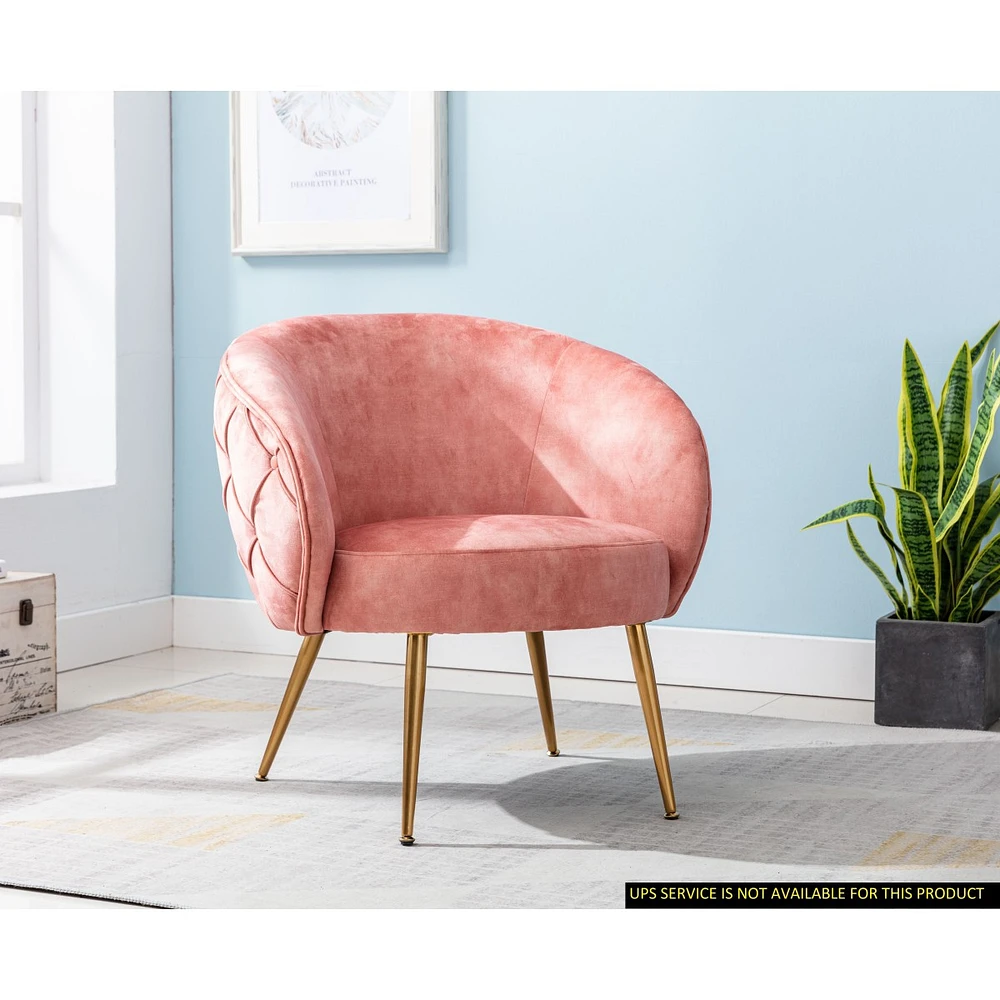 Simplie Fun Gorgeous Living Room Accent Chair 1 Piece Button-Tufted Back Covering Rose Velvet Upholstery