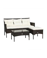 Sugift 3 Pieces Patio Furniture Conversation Sets with 5 Cozy Cushions