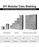 Sugift 20-Cube Diy Plastic Cube Storage Organizer with Doors