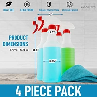 Zulay Kitchen Leakproof Cleaning Spray Bottle Set (4 Pack 32oz)