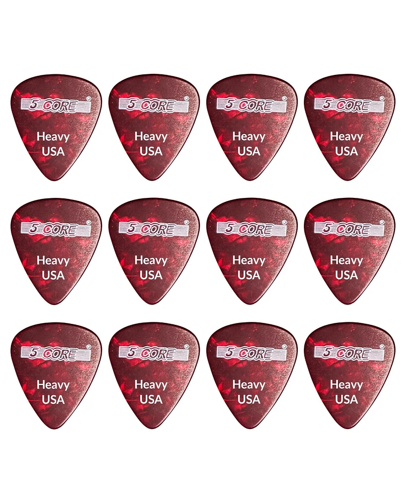 5 Core Celluloid Guitar Picks 12 Pack Heavy Gauge Plectrums for Acoustic Electric Bass Guitars G Pick H R 12PK