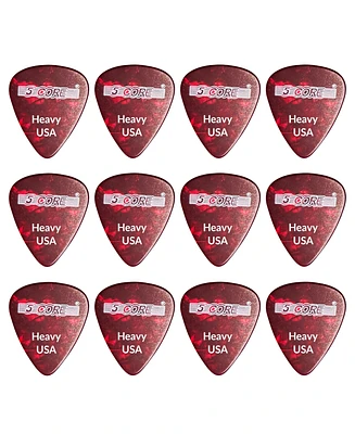 5 Core Celluloid Guitar Picks 12 Pack Heavy Gauge Plectrums for Acoustic Electric Bass Guitars G Pick H R 12PK