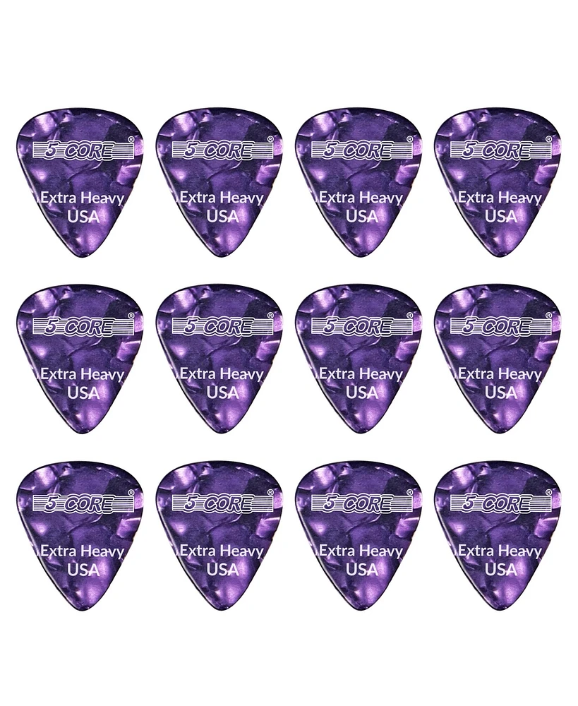 5 Core Celluloid Guitar Picks 12Pack Extra Heavy Gauge Plectrums for Acoustic Electric Bass Guitars - G Pick Exh Pr 12PK