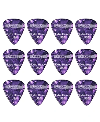 5 Core Celluloid Guitar Picks 12Pack Extra Heavy Gauge Plectrums for Acoustic Electric Bass Guitars - G Pick Exh Pr 12PK