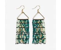 Ink + Alloy Patricia Mixed Luxe Bead Gradient Fringe Earrings Emerald