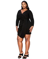 L I V D Plus Raven Faux Wrap Bodycon Dress