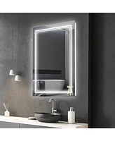 Kleankin 32" x 24" Wall Mount Led Light Bathroom Mirror with Smart Touch Button