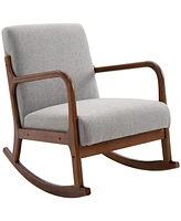 Homcom Wooden Framed Living Room Side Chair with Thick Padded Cushions and Back Support