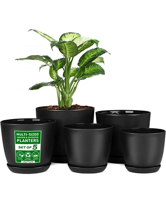 Lifemaster 20pcs Plant Pots with Drainage - Versatile 5 Sizes, Sturdy Plastic, Stackable Design