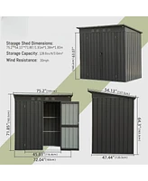 Streamdale Furniture Outdoor Metal Storage Shed with Sloping Roof and Lockable Door