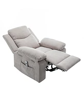 Simplie Fun Beige Fabric Power Recliner Chair with Massage and Heating