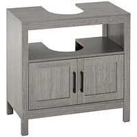 Gray Bathroom Storage Cabinet with 2 Doors & Shelf
