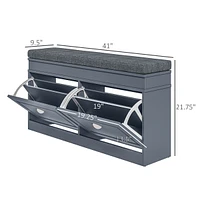 Entryway Shoe Rack Bench with Cushion and Storage