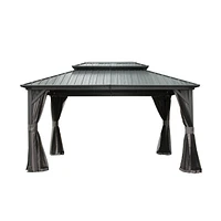 10' X 12' Hardtop Gazebo, Aluminum Metal Gazebo