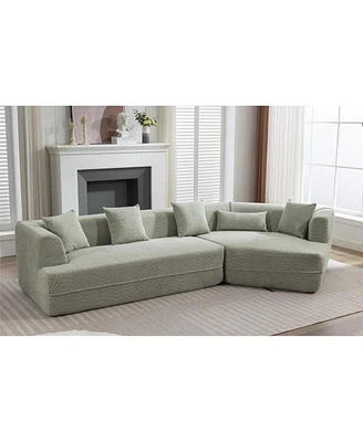 Simplie Fun Green Boucle Modular Sofa Set