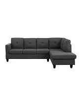 Simplie Fun Santiago Dark Gray Linen Sectional Sofa With Right Facing Chaise