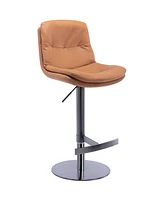 Simplie Fun Black Titanium Swivel Bar Stools with Faux Leather Backrest