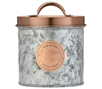 Amici Home Bristol Food Storage Metal Canister, For Kitchen & Household, Silver Copper, Small, 52 oz