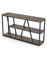 Tribesigns Console Table, Industrial Sofa Table with Shelves, 3