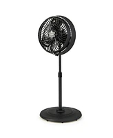 Slickblue 16 Inch Outdoor Misting Fan Oscillating Pedestal Fan with 3 Mist Levels-Black