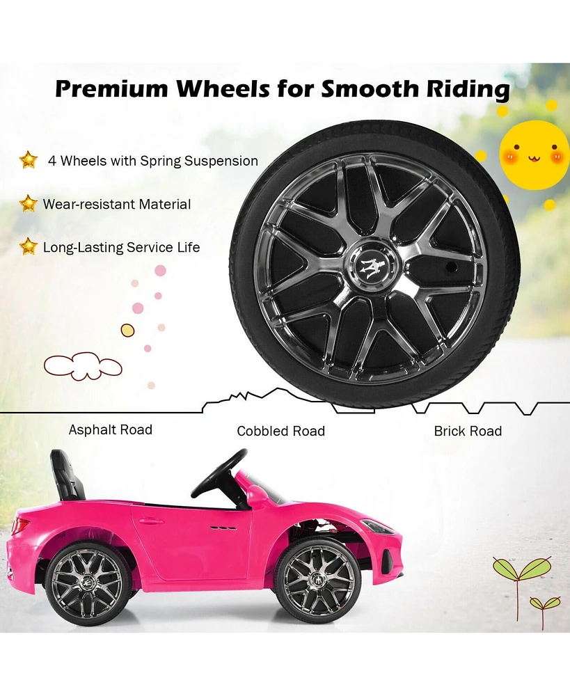 Slickblue 12V Kids Ride-On Car with Remote Control and Lights-Pink
