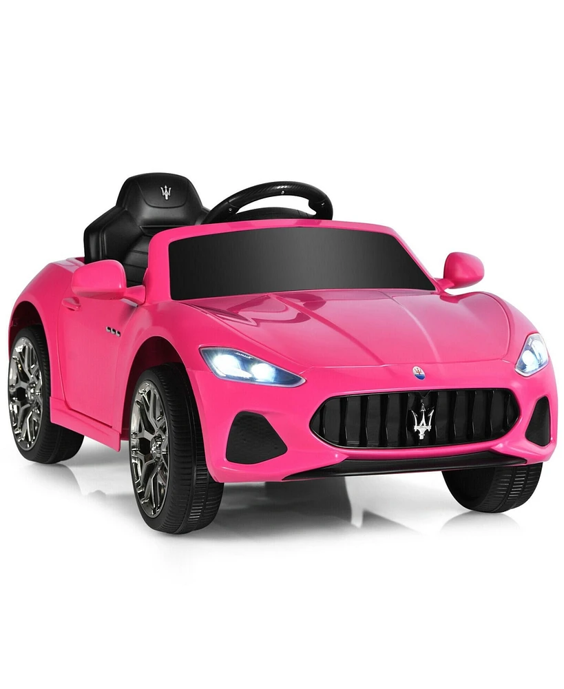 Slickblue 12V Kids Ride-On Car with Remote Control and Lights-Pink