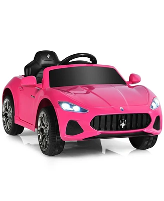 Slickblue 12V Kids Ride-On Car with Remote Control and Lights-Pink
