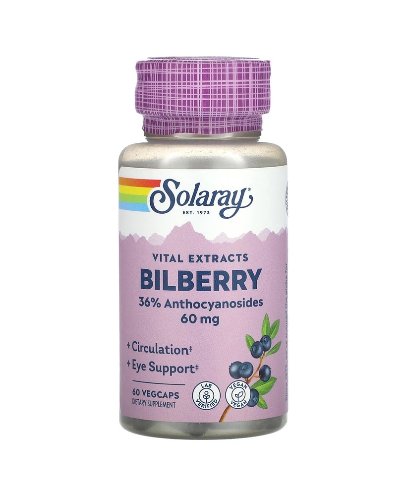 Solaray Vital Extracts Bilberry 60 mg - 60 VegCaps - Assorted Pre