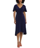 Maggy London Women's Handkerchief-Hem Flutter-Sleeve Dress