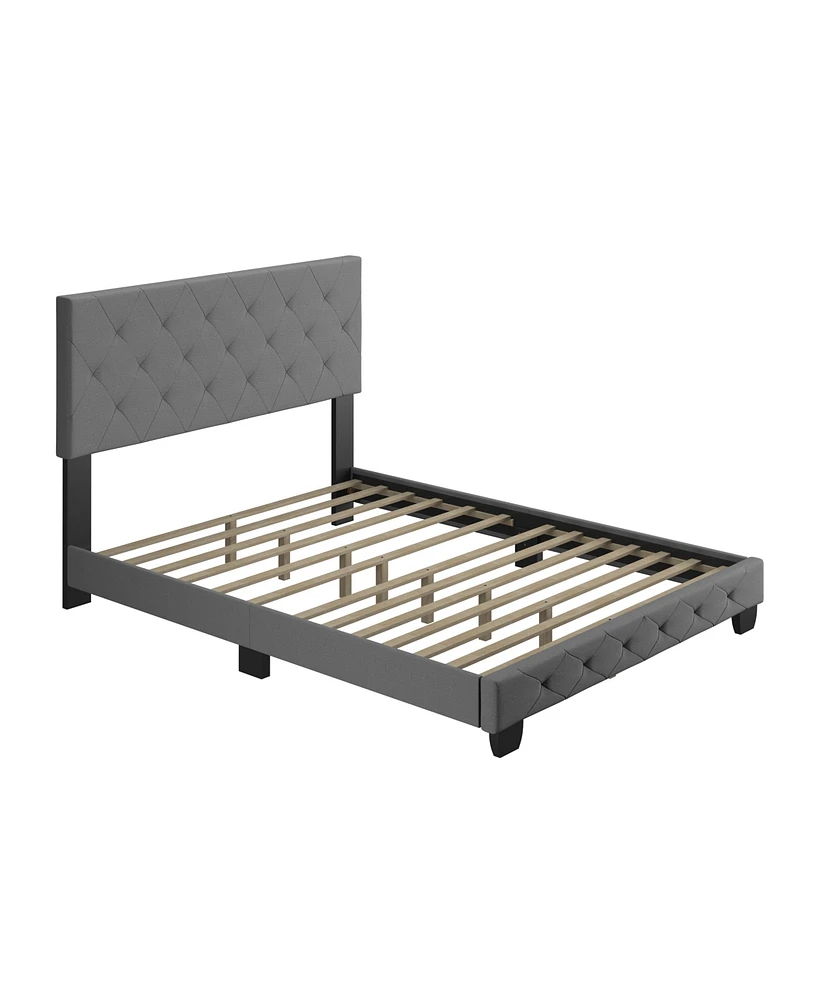 Chloe Linen Upholstered Platform Bed Frame with Adjustable Headboard