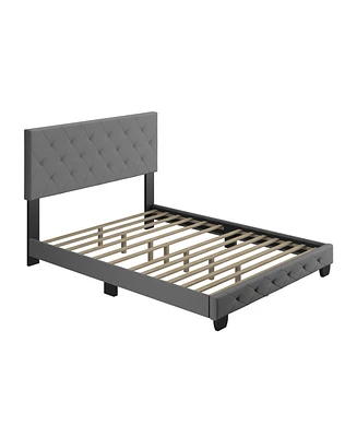 Chloe Linen Upholstered Platform Bed Frame with Adjustable Headboard