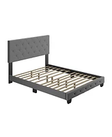 Chloe Linen Upholstered Platform Bed Frame with Adjustable Headboard