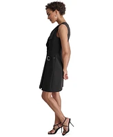 Dkny Women's Flyaway-Collar Hardware-Trim A-Line Dress