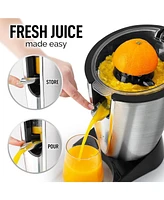 Zulay Kitchen Powerful Electric Orange Juicer Squeezer - Stainless Steel, Soft Touch Handle Citrus