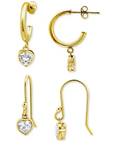 Giani Bernini 2-Pc. Set Cubic Zirconia Heart Dangle Hoop & Drop Earrings, Created for Macy's