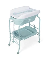 Costway Baby Changing Table with Bathtub, Folding & Portable Diaper Station Wheels