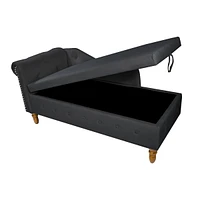 Modern Velvet Chaise Lounge with Storage & Pillow