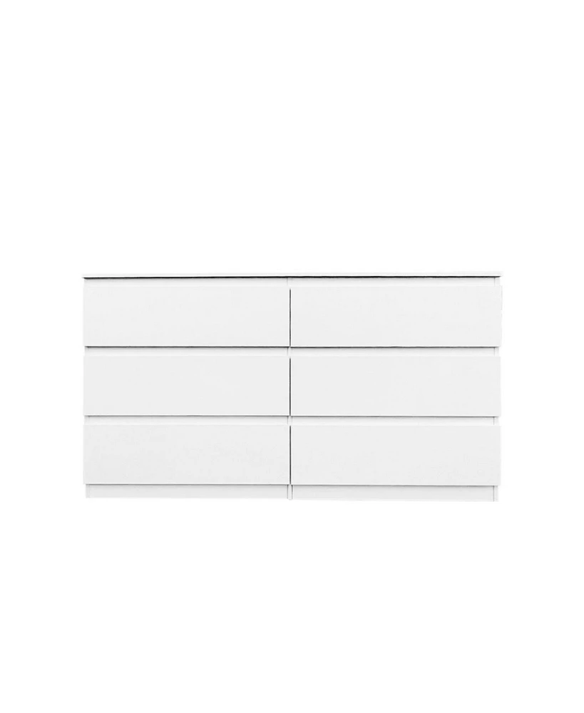 Streamdale Furniture 6 Drawer Double Dresser For Bedroom Living Room Hallway, White