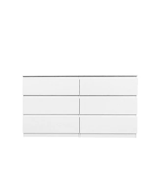 Simplie Fun 6 Drawer Double Dresser For Bedroom Living Room Hallway, White