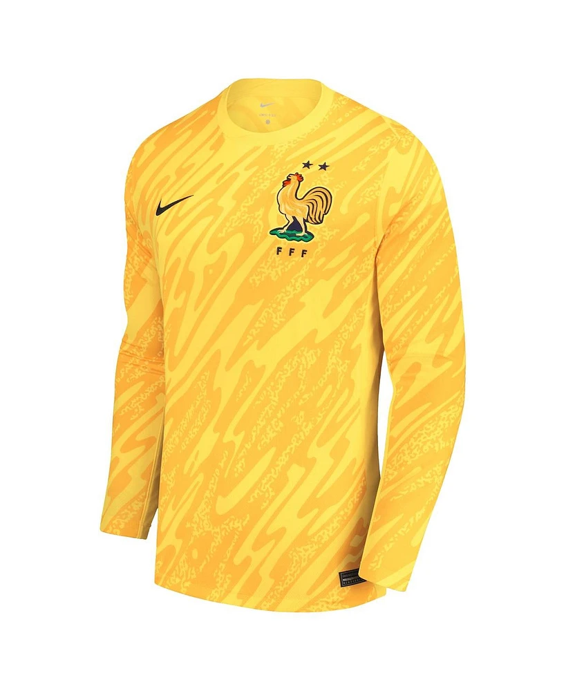 Nike Big Boys and Girls Yellow France National Team 2024 Goalkeeper Replica Stadium Long Sleeve Jersey