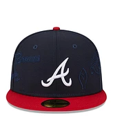 New Era Men's Navy/Red Atlanta Braves Multi Logo 59FIFTY Fitted Hat