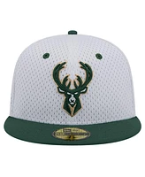 New Era Men's White/Hunter Green Milwaukee Bucks Throwback 2Tone 59FIFTY Fitted Hat